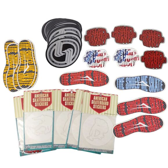 Lot of 32 Skateboard Stickers, Skateboarding Skater, Eastern Silver American NEW - Picture 1 of 6